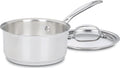Cuisinart 1.5 Quart Sauce Pan with Cover, Stainless Steel Pot with Lid, Small Kitchen Pots, Dishwasher Safe, Compatible with Induction, Electric, Gas Cooktops, Oven Safe Saucepan, Cool Grip Handles