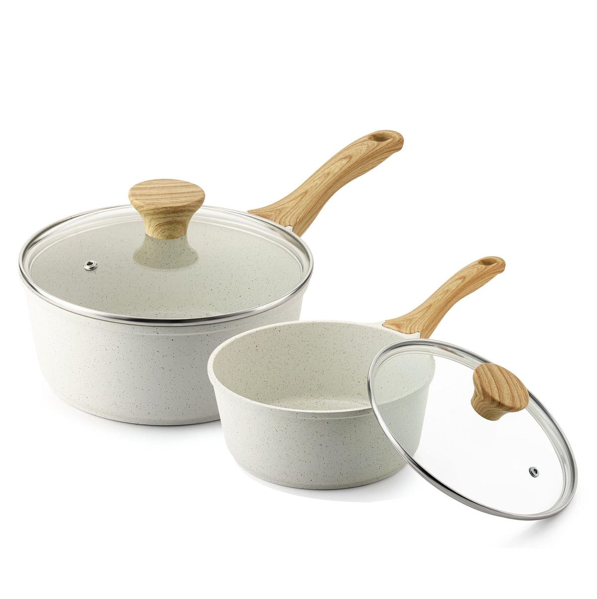 SENSARTE Nonstick Sauce Pan Set with Lid, 1.5+2 Quarts, PFOA/PFOS Free