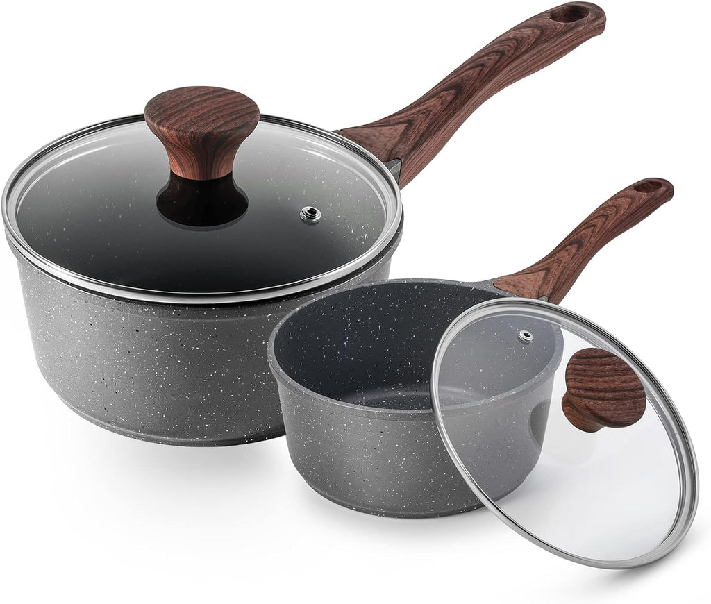 SENSARTE Nonstick Sauce Pan Set with Lid, 1.5+2 Quarts, PFOA/PFOS Free