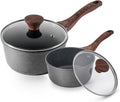 SENSARTE Nonstick Sauce Pan Set with Lid, 1.5+2 Quarts, PFOA/PFOS Free