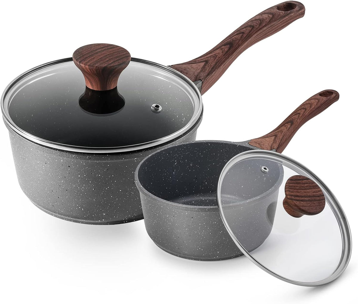 SENSARTE Nonstick Sauce Pan Set with Lid, 1.5+2 Quarts, PFOA/PFOS Free