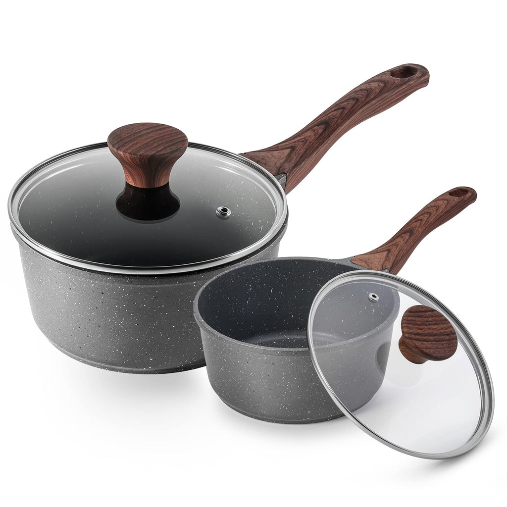 SENSARTE Nonstick Sauce Pan Set with Lid, 1.5+2 Quarts, PFOA/PFOS Free