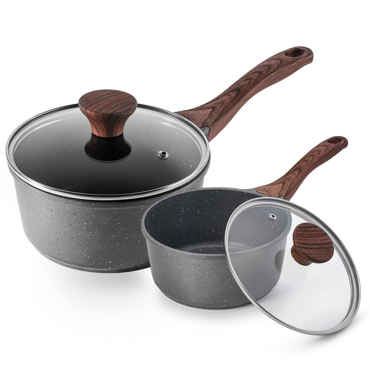 SENSARTE Nonstick Sauce Pan Set with Lid, 1.5+2 Quarts, PFOA/PFOS Free
