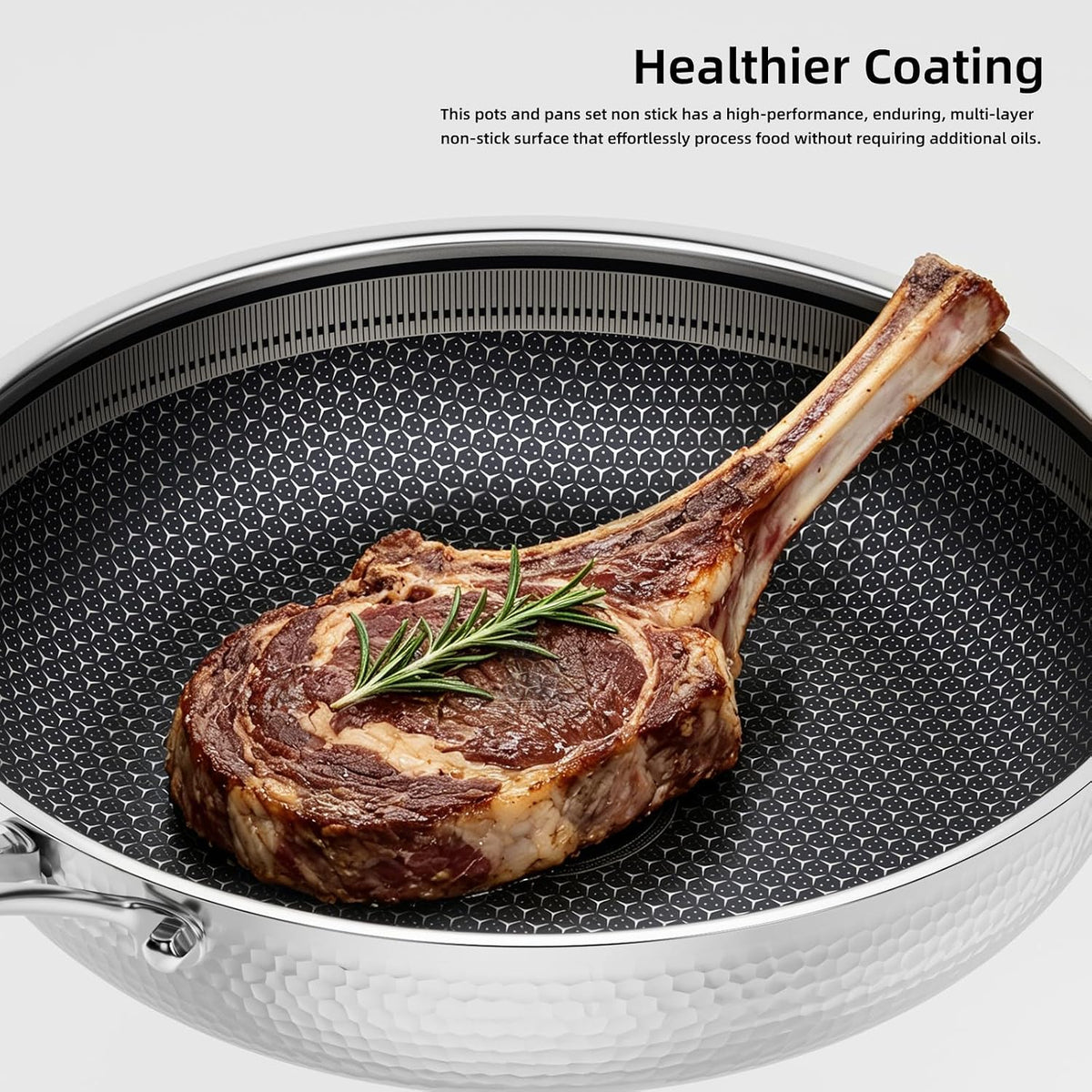 7 Pcs Stainless Steel Nonstick Pots and Pans Set