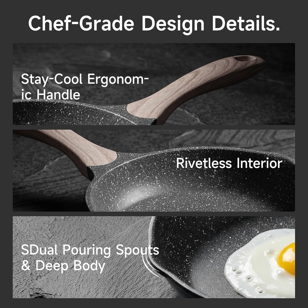 JEETEE 8 Inch Nonstick Frying Pan Easy Clean Small Egg Pan Skillet