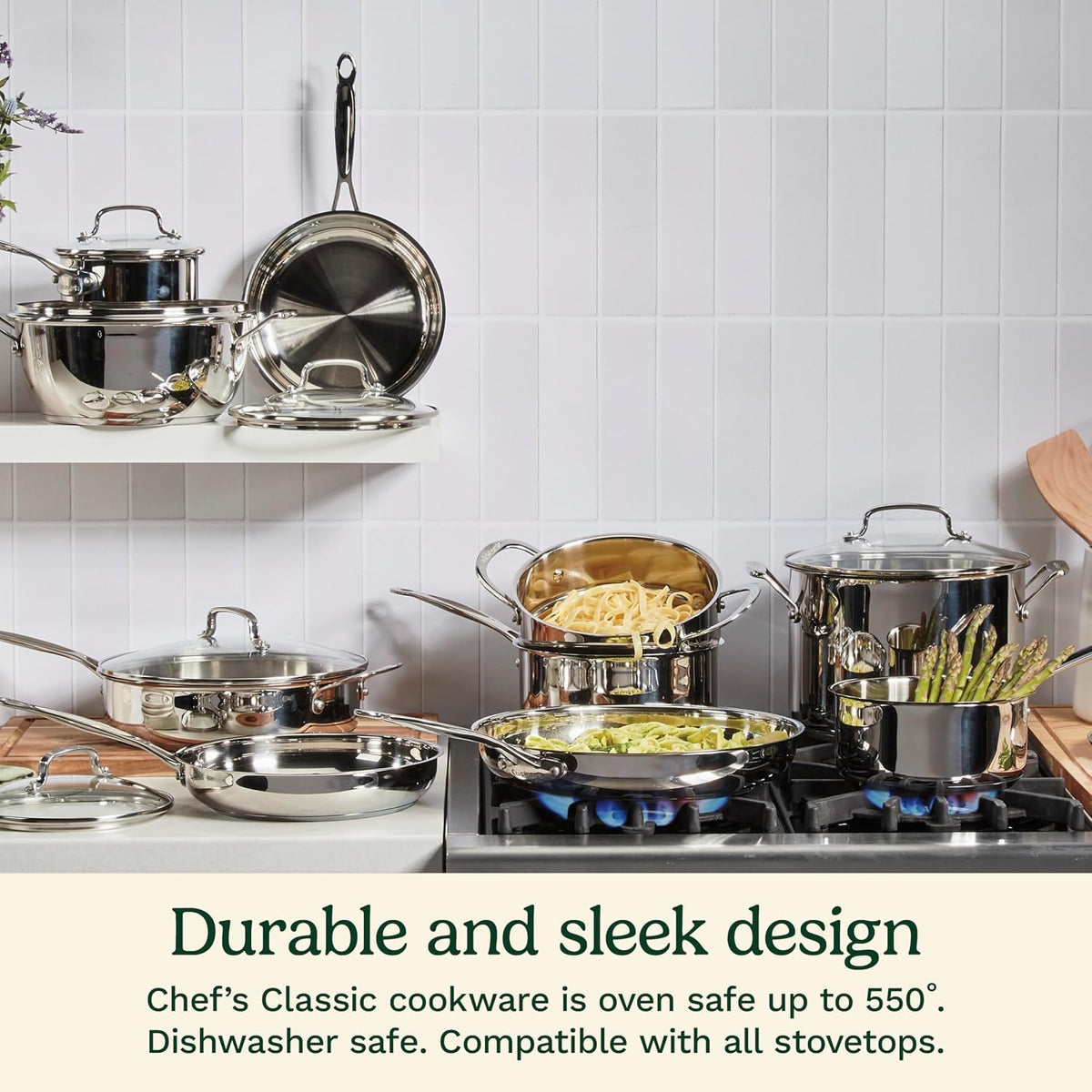 Cuisinart 1.5 Quart Sauce Pan with Cover, Stainless Steel Pot with Lid, Small Kitchen Pots, Dishwasher Safe, Compatible with Induction, Electric, Gas Cooktops, Oven Safe Saucepan, Cool Grip Handles