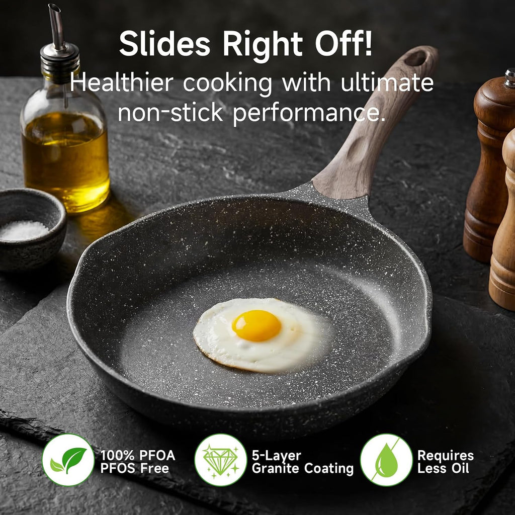 JEETEE 8 Inch Nonstick Frying Pan Easy Clean Small Egg Pan Skillet